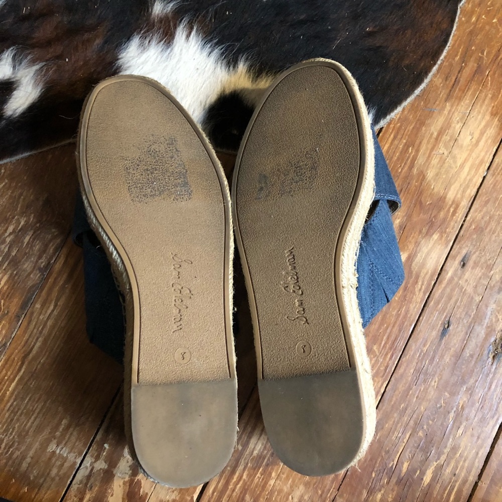 Sam Edelman Navy Denim Espadrille Slide Sandals - Picture 4 of 5